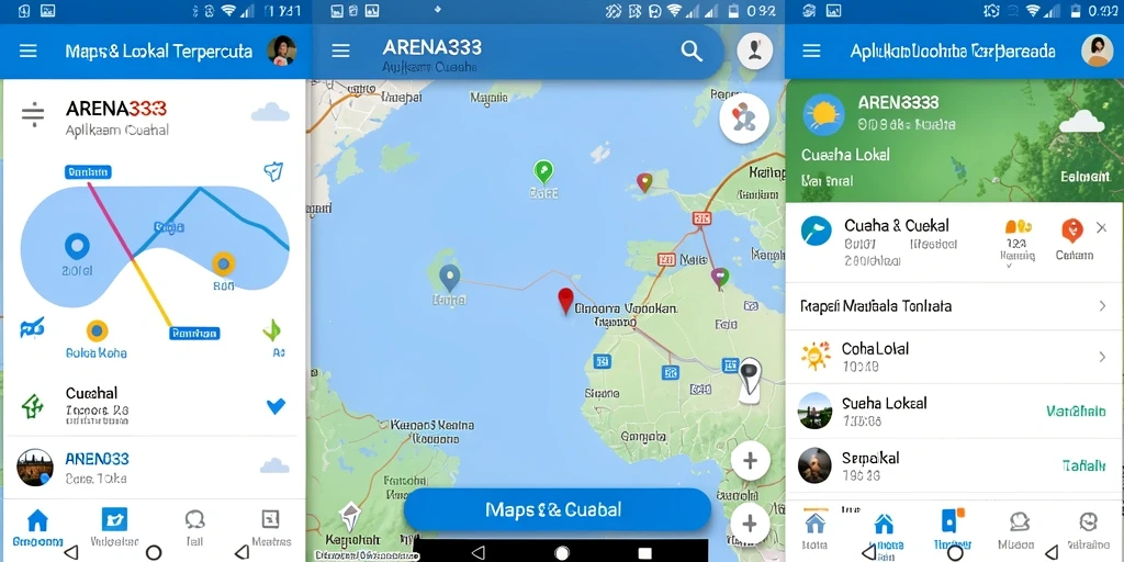 Antarmuka pengguna ARENA333 menampilkan kondisi cuaca lokal yang jelas.