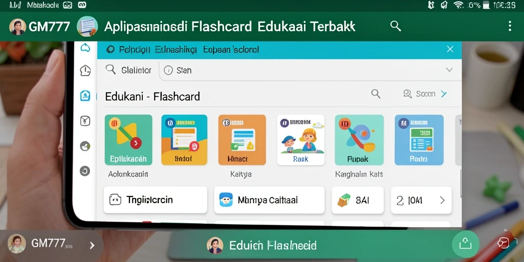 Tampilan antarmuka GM777 dengan fitur Flashcard yang interaktif dan menarik.