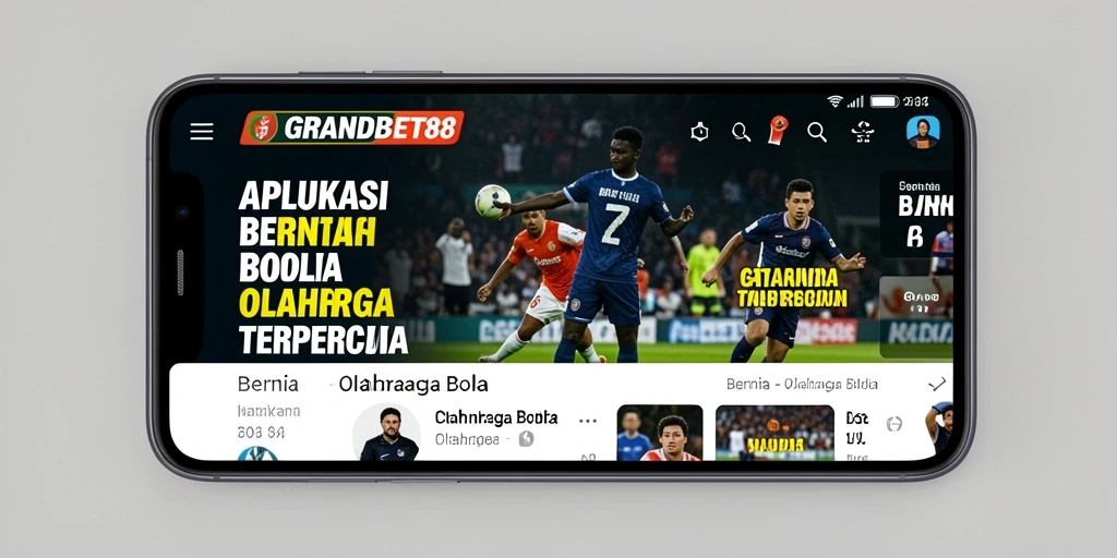 Screenshot antarmuka GRANDBET88 yang menampilkan berita olahraga bola terkini.