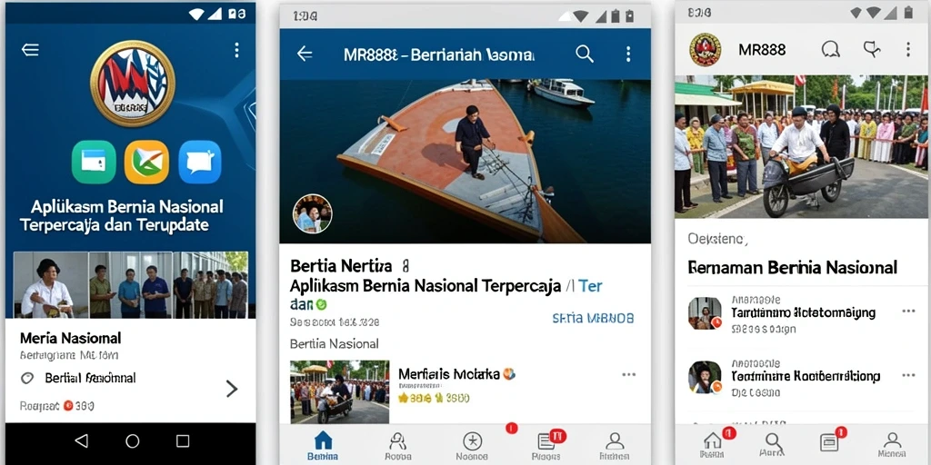 Tampilan utama aplikasi MR888 dengan berita nasional terkini.