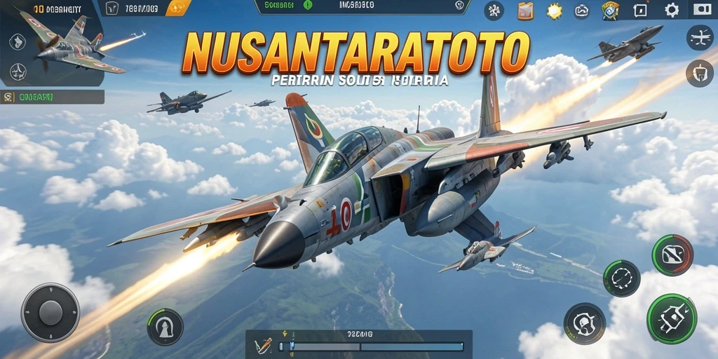Antarmuka permainan <strong>NUSANTARATOTO</strong> yang menampilkan mode perang pesawat.