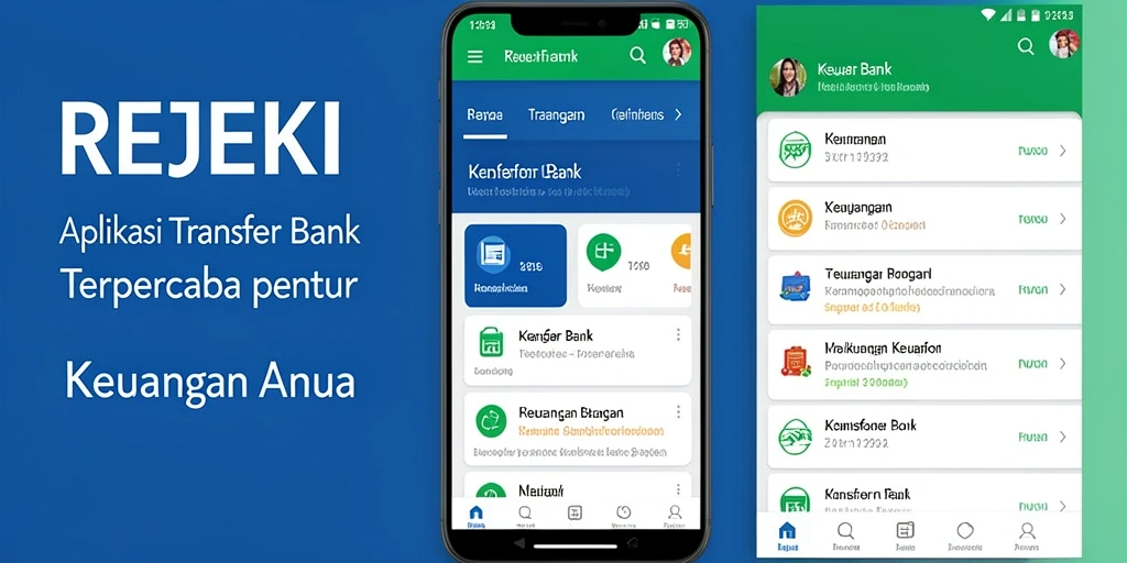 Tampilan antarmuka utama aplikasi Transfer Bank REJEKI yang sederhana.