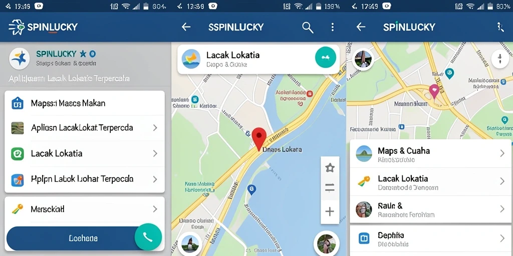 Tampilan antarmuka SPINLUCKY dengan fungsi Lacak Lokasi yang jelas.